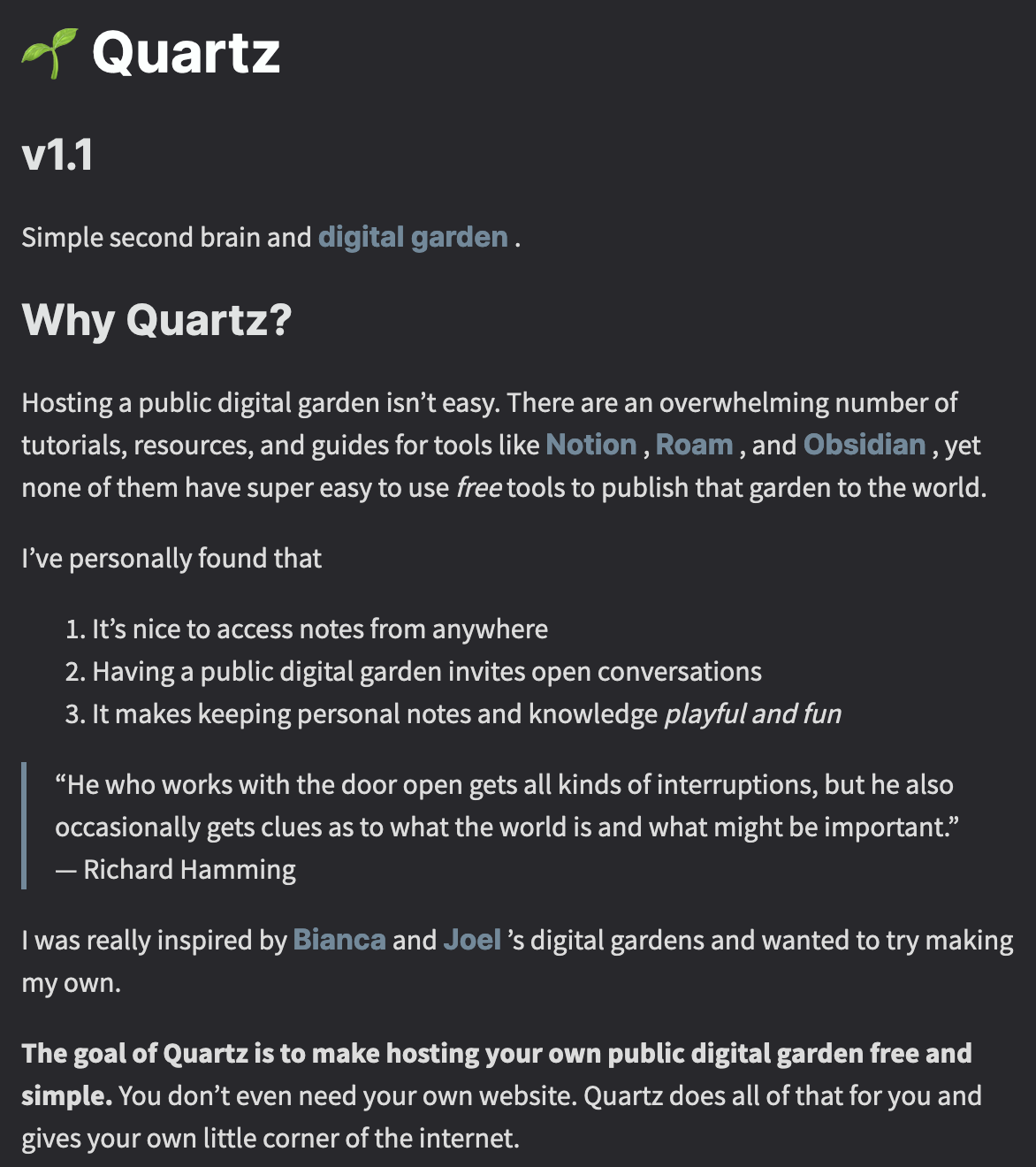 A screenshot of Quartz’s index page.